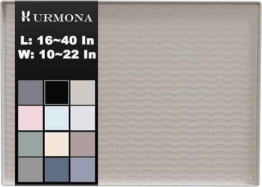 URMONA 40'' x 22'' Waterproof Silicone Under Sink Mat Cabinet and Counter Protector, Shelf Liner for Kitchen and Bathroom, Storage and Organizers, Litter Mat, Pet Cat Puppy Essentials（White Sand）