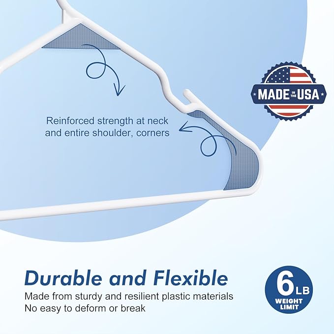 HOUSE DAY 500 Pack Plastic Clothes Hangers, Commercial Bulk Shipment for Business, Sturdy Durable Notched Hangers Ideal for Retail Dry Cleaners Warehouses, Save Cost & Warehouse Space - White