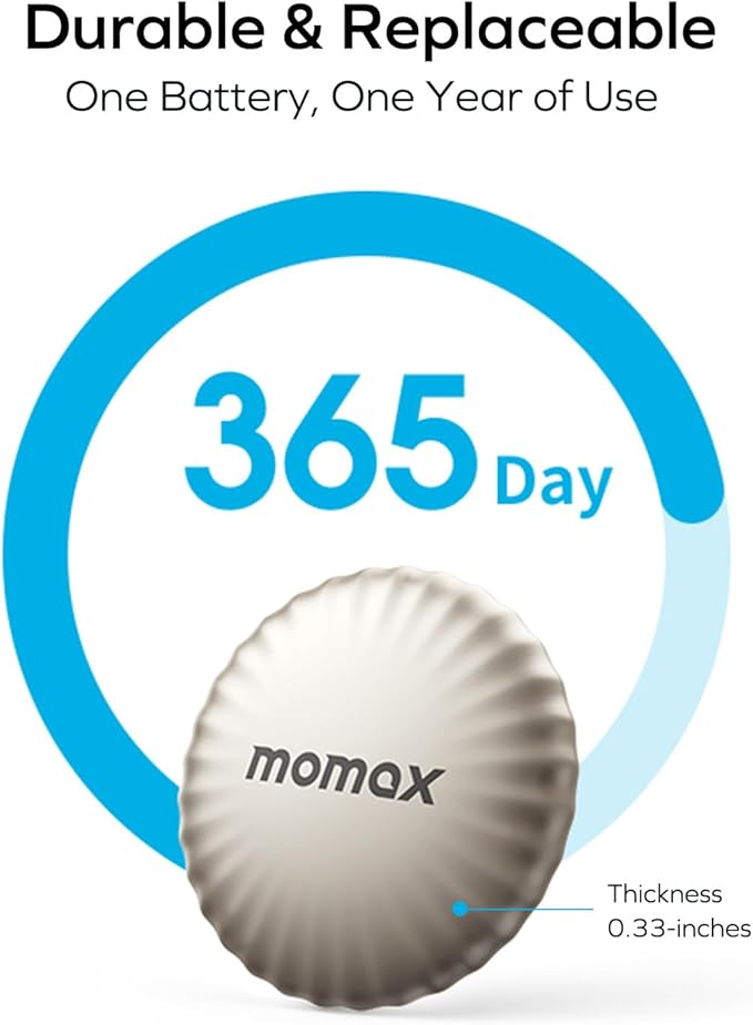 MOMAX Key Finder, Tracker Tag, Works with Apple Find My (iOS Only), Key Tracker with APP,Sound Location, Key Locator Tracker for Luggage, Suitcase, Wallet, Pet, Kid