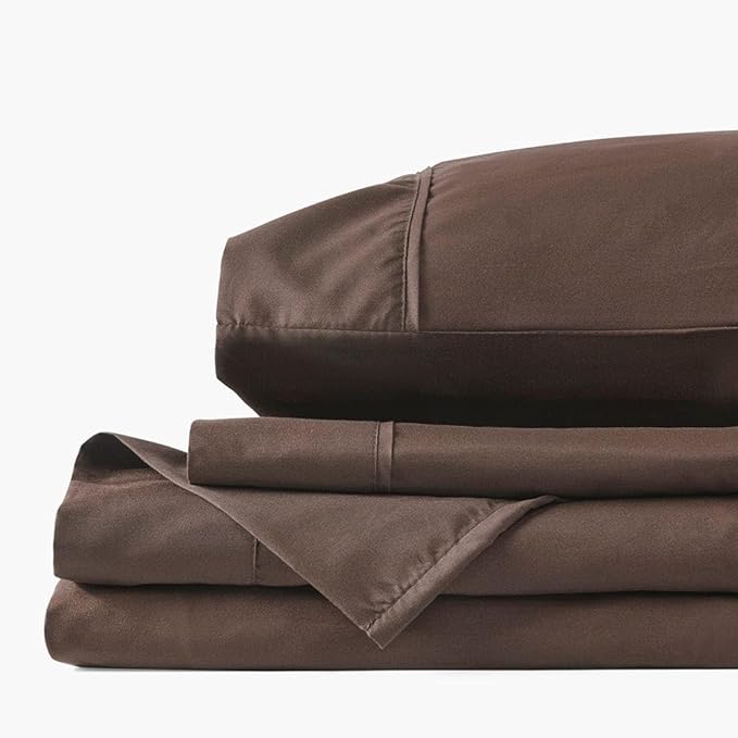 PeachSkinSheets Chocolate Sheet Set - 1500tc Level of Softness - Extra Soft Cooling Sheets for Hot Sleepers and Night Sweats - Twin Size