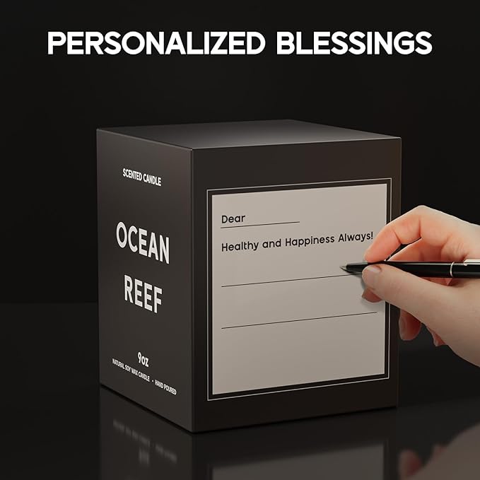 Ocean Reef Candle, 9oz Scented Candle for Men, Scented Candles for Home, Gifts for Men, Personalized Blessing Minimalist Men's Gifts