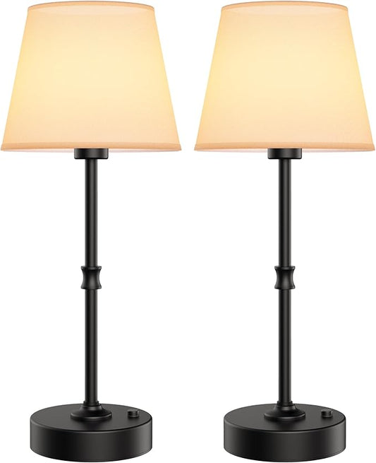 EppieBasic Cordless Table Lamp Rechargeable: Fast Charging & Long Lasting - 2700K Warm Light Vintage Brass Lamps - Dinning Living Room Bedroom - 2 Pack