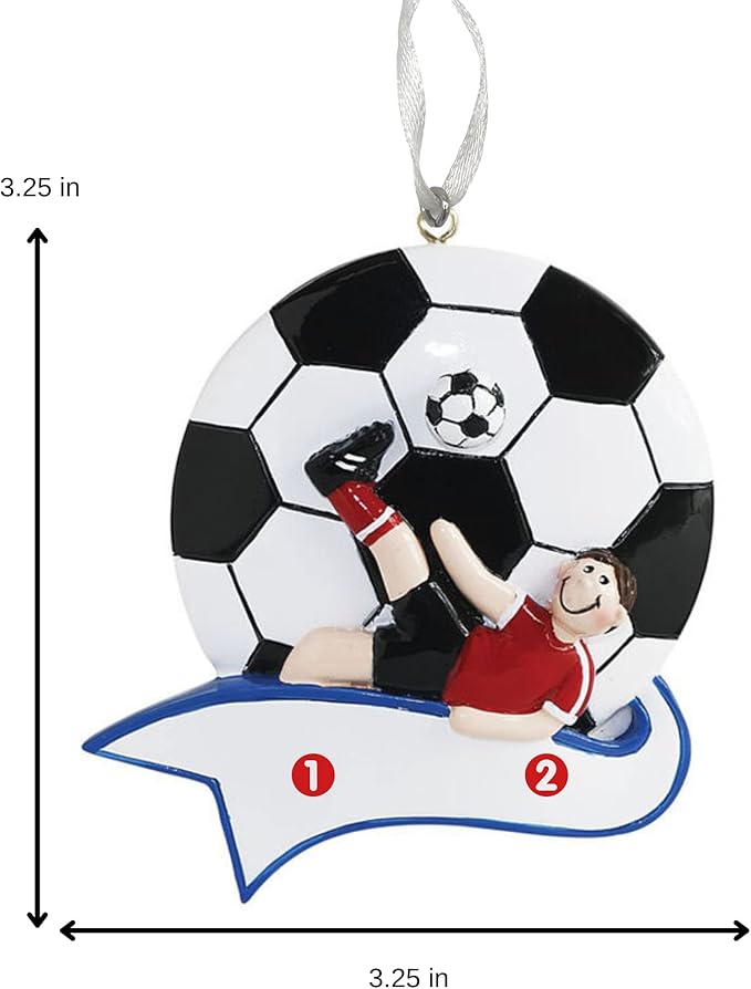 2025 Soccer Christmas Ornament – Personalized Soccer Ball Holiday Keepsake – Custom Soccer Ornament for Kids, Players & Fans – Unique Sports Decoration & Gift for Soccer Lovers (Soccer Kick Boy)