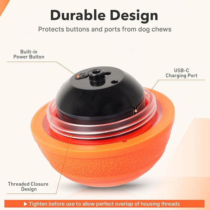 Upgraded Interactive Dog Toys, Motion Activated Automatic Rolling Dog Balls, 4 Play Modes, Durable TPU+PC Shell, Long-Lasting Battery for Small/Medium/Large Dogs (Orange)