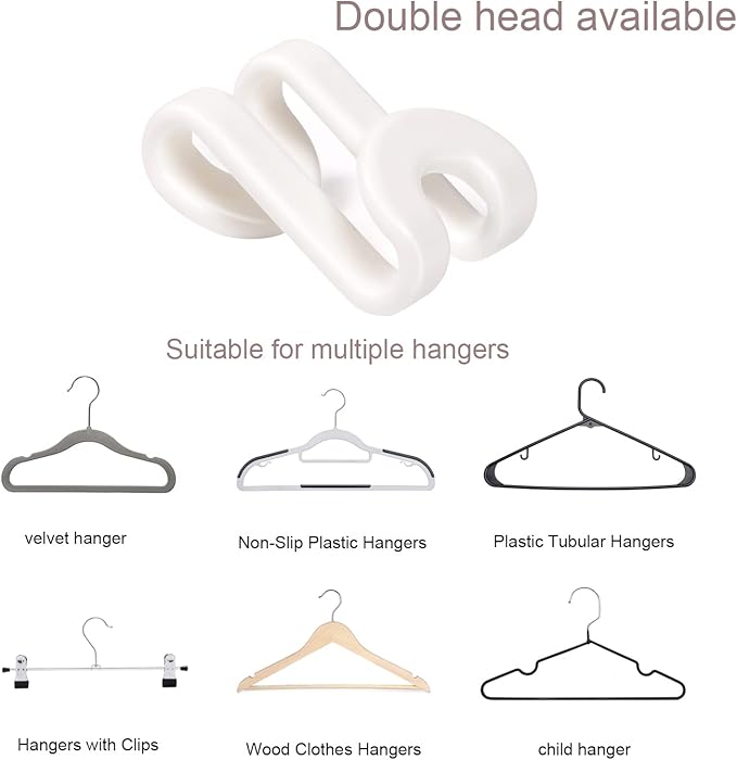 Mlici Cascading Hanger Connector, 60 Pcs Plastic Connector Hooks for Velvet Hanger or Clothes Hangers, Space Saving Hangers Hooks Closet Organizer - White