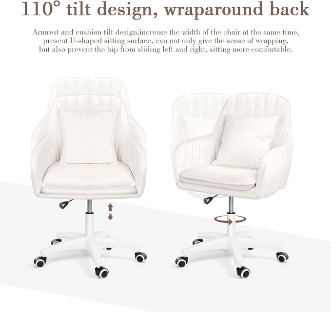 Cute Office Chair Home Computer Chairs Adjustable Task Chairs Modern Office Chair Makeup Chair 360° Swivel Computer Chair Mid Back Chair.