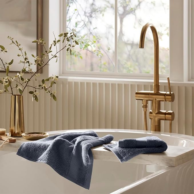 BOLL & BRANCH Plush Bath Sheet Set - Mineral - 6 Piece - Includes 2 Oversized Bath Sheets, 2 Hand Towels & 2 Washcloths - 100% Organic Cotton - Ultra Soft & Luxurious - Quick Absorbing