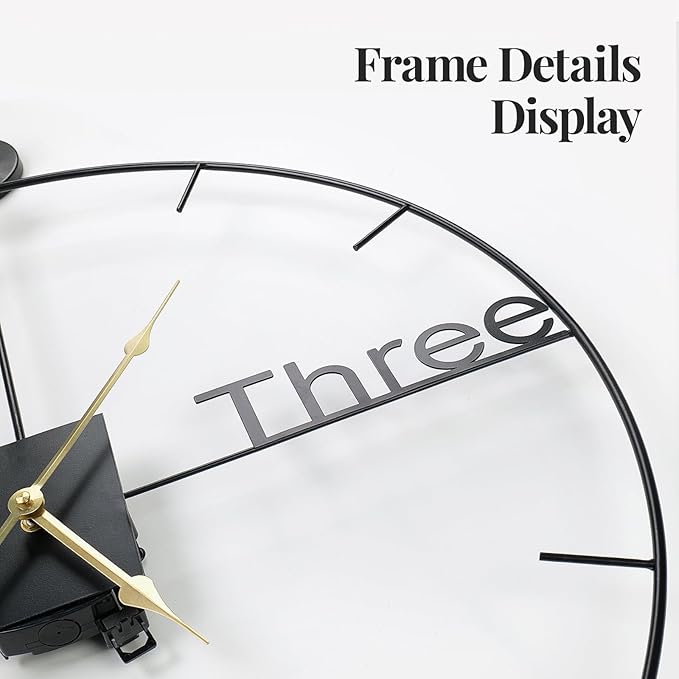 30 inch Large Wall Clocks Battery Operated Wall Clock with Pendulum, Silent Non-Ticking Metal Clock for Living Room Decor, Modern Decorative Hanging Clock for Bedroom, Office, Kitchen, Home