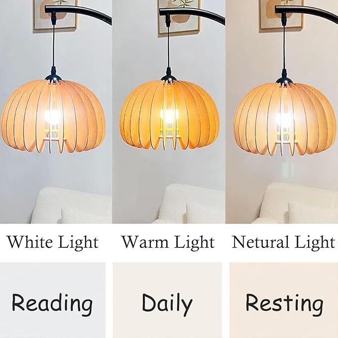 MIXL-Black Gooseneck Floor Lamp,Wood Reading Tall Lamp with 3-Color Temperature,Farmhouse Style Floor Light for Living Room Bedroom and Study Room