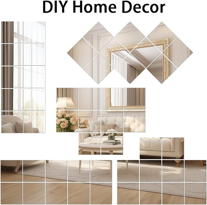 Vlush Full Length Wall Mirrors 11'' x 11'' x 10PCS Home Gym Full Body Mirror Full Length Mirror Wall Mounted Mirrors Decorative for Home Gym, Door, Bedroom & Bathroom