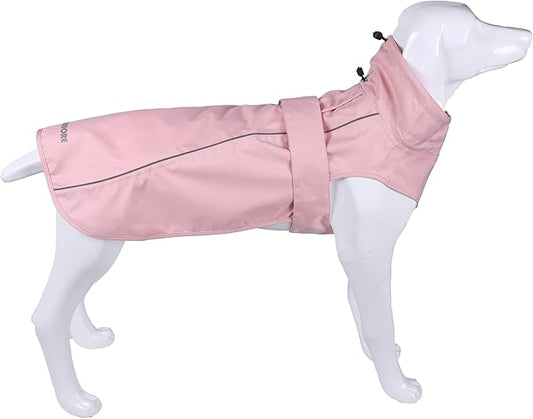 Adjustable Waterproof Dog Raincoat for Dogs,Lightweight Pet Rain Jacket Puppy Clothes with Reflective Strip for Small Medium Large Dogs (Pink, XX-Large)