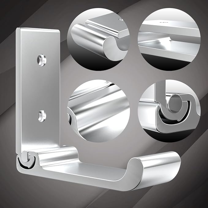 6Pcs 3'' Folding Coat Hooks Silver Foldable Hooks Aluminum Alloy Wall Hooks Headphones Holder Wall Mounted with 12pcs Screws Set for Hanging Coats, Bags, Hat, Towel, Keys