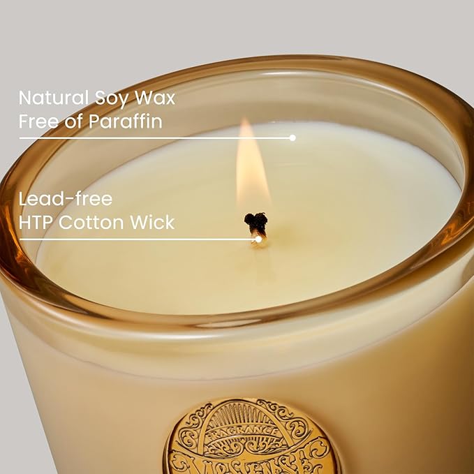 M&SENSE Natural Soy Candle | Cheer Champagne & Gold | 9.2 oz, 50H Burn Time | Luxury Scented Candle for Relaxation, Gifting, Home Décor | Ideal for Bedroom, Office, Party Ambiance