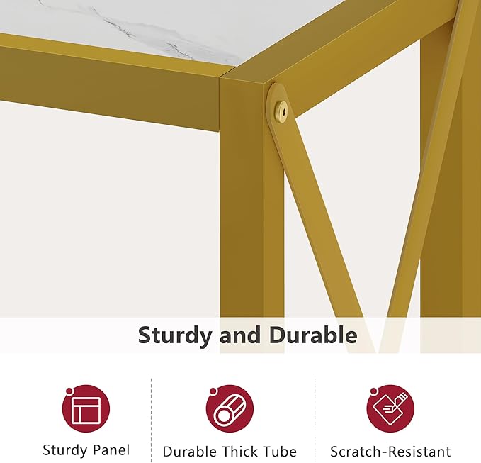 Tajsoon Entryway Table 41.8”, 2-Tier Entry Way Console Entrance Table, Narrow Sofa Table with Shelves, Ideal for Hallway, Entryway, Living Room, Foyer, Corridor, and Office (Gold & White)