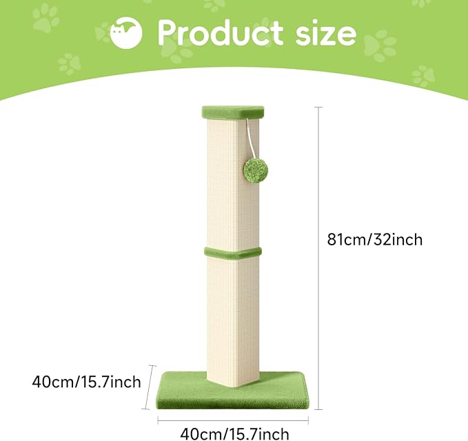 Cat Scratching Post, 32 Inch Tall Scratching Post for Indoor with 5 Inch Diameter Posts and Ball Cat Scratcher for Medium and Large Cats