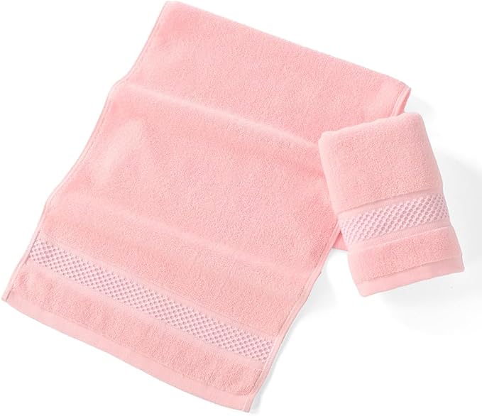 sense gnosis Pink Hand Towel Set of 2 Super Soft 100% Cotton Absorbent Plush Bath Hand Towels for Bathroom Home Decorative 13 X 29 Inches