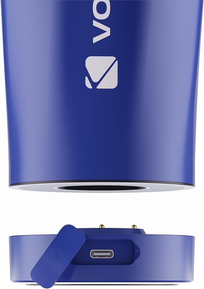 VOLTRX ChillMix Shaker Bottle Insulated Stainless Steel - USB C Rechargeable Electric Protein Shake Mixer, Shaker Cups for Protein Shakes and Meal Replacement, Electric Blue, 16 oz