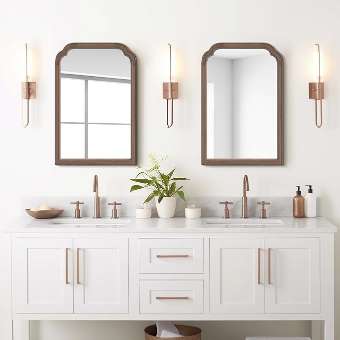 WallBeyond Wood Bathroom Mirrors for Wall Mounted, 20" x 30" Rustic Wood Frame Wall Mirrors Decorative for Living Room or Bedroom Vanity Mirror (Walnut)