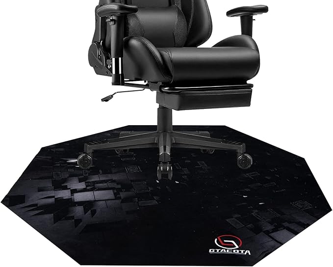 Office Chair Mat Gaming Chair Mat for Hardwood Floor Noise Cancelling Gaming Chair Mat Office Chair Octagon Carpeted Mat (Black-2)