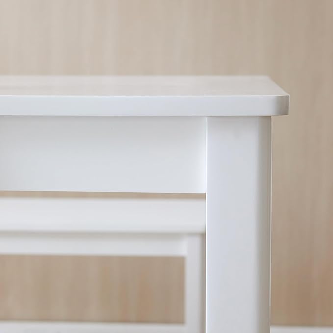 Livinia Cabin 45.3" Wooden Dining Table/Small Rectangular Modern Farmhouse Solid Wood Kitchen Table Desk (White)