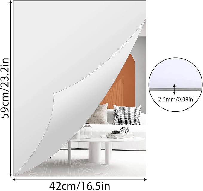 DARENYI A2 Acrylic Mirror Sheet for Wall, 16.5" x 23.2" Large Rectangular Mirror Tiles Frameless Wall Mounted Mirror Self-Adhesive Mirror Stickers for Vanity Bedroom Home Decor
