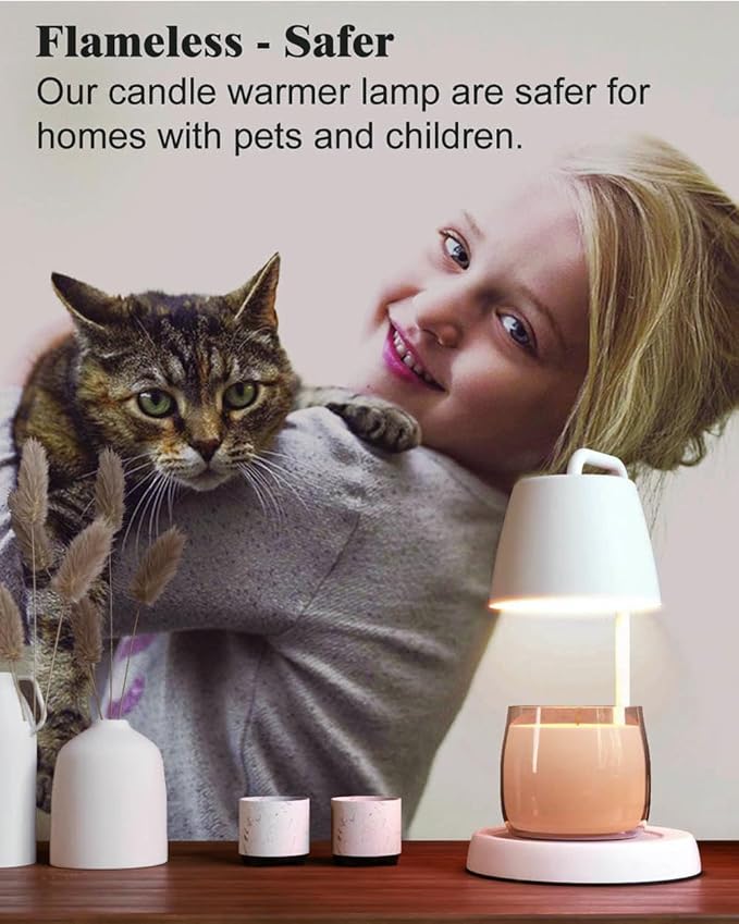Candle Warmer Lamp with Timer and Dimmer - Electric Candle Lamp Warmer for Jar Candles - Ideal Home Decor Gift for Women, Daughter, and Mom - Includes 2 Bulbs (White)