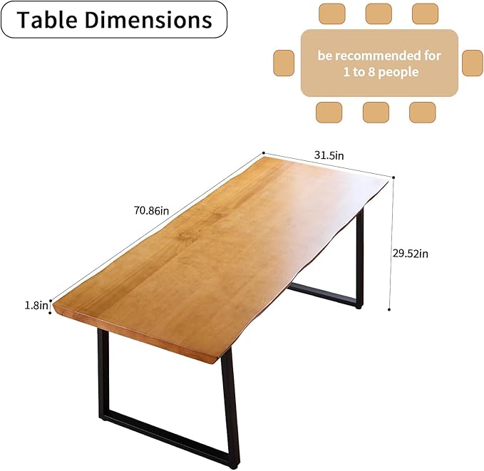 Solid Wood Administrative Computer Desk - Rustic Style Large Office Desk, Modern Minimalist Workstation for Home, Ideal for Learning, Writing, and Professional Use (Dark Yellow, 70.87in)