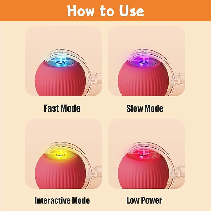 2PC Interactive Cat Toys,360 ° Fully Automatic Dogs & Cats Smart Rolling Ball,Durable and Rechargeable (Red)