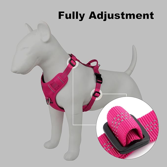 Plutus Pet No Pull Dog Harness, Reflective Adjustable Dog Vest Harness with Handle, Escape Proof, Soft Padded for Small Medium Large Dogs (Hot Pink, XL)