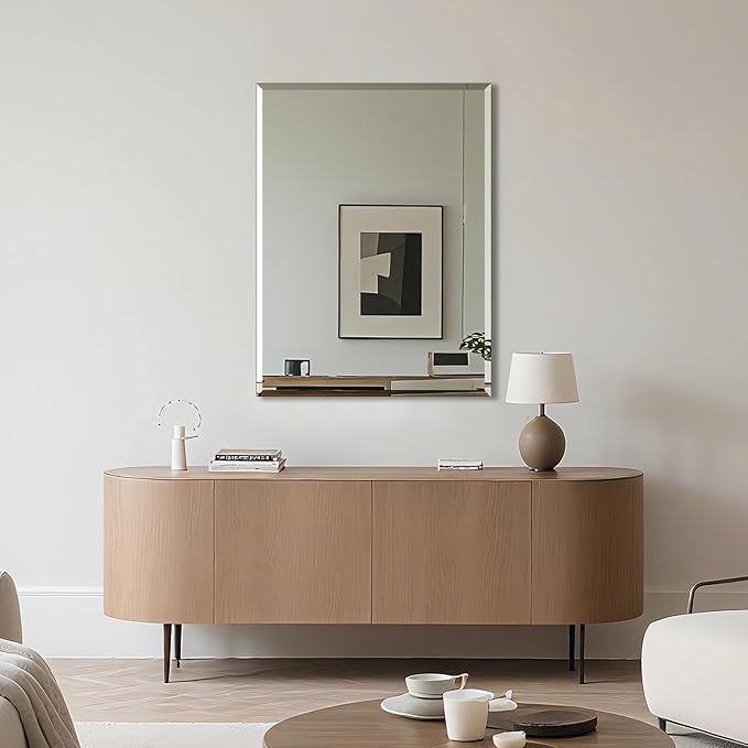 Ruomeng Wall Mirror Bathroom Mirrors for Wall 40" x 30", Frameless Rectangle Mirror with Beveled Edge Wall Mounted Mirror for Vanity and Entryway