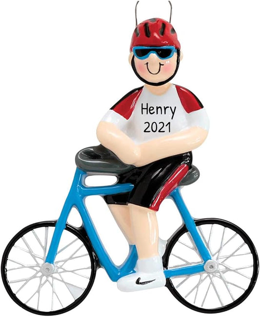 Personalized Cycling Ornament 2025 - Blue Bike Ornaments for Christmas Tree Male Cycling Gifts Dirt Bike Ornament Workout Fitness Exercise Ornaments by Elves