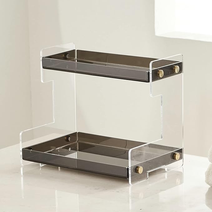 FFK Bathroom Organizer Countertop,2 Tier Bathroom Counter Organizer Kitchen Spice Rack Cosmetic Organizer,Countertop Storage Shelf for Bathroom, Kitchen, Living Room, Bedroom, Dressing Table