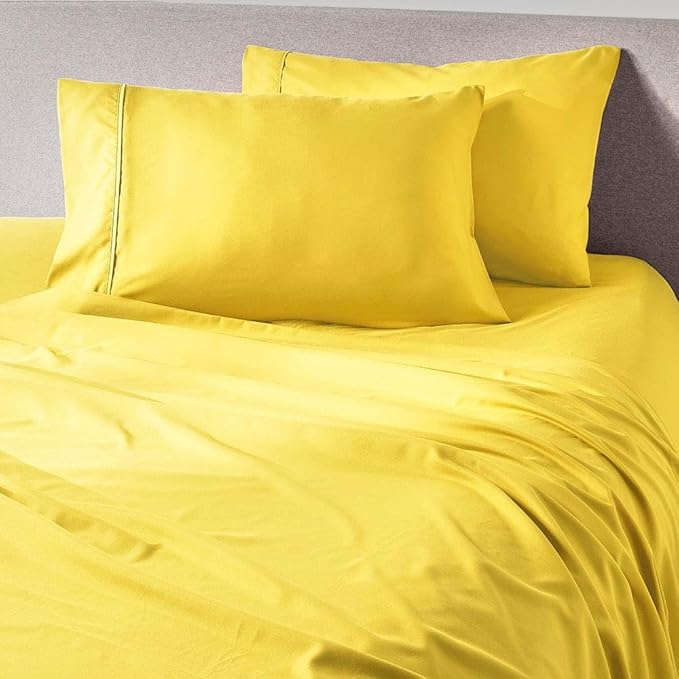 PeachSkinSheets Zesty Lemon Sheet Set - 1500tc Level of Softness - Extra Soft Cooling Sheets for Hot Sleepers and Night Sweats - Full