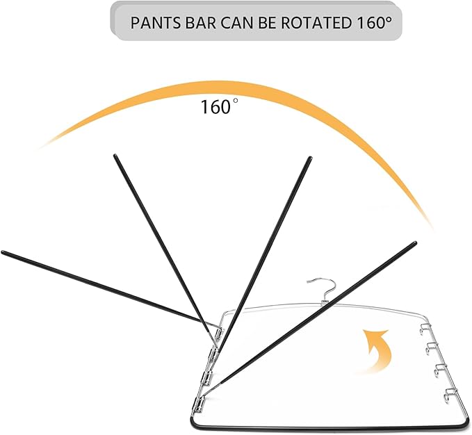 Multi-Layer Metal Pants Hangers, 6 Pack, 5 Swing Arms, Non-Slip