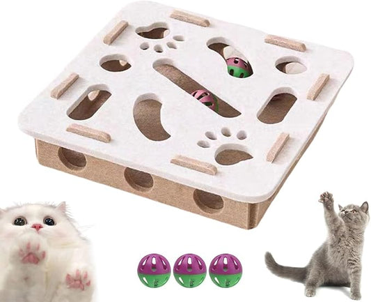2025 New Cat Scratch Puzzle Box, Cat Nail File Enrichment Box, Nail File Stress Free ＆ Cats Puzzle Treat Dispenser, Durable, Interactive Scratching Post for Indoor Kittens to Scratch (Camel, Square)