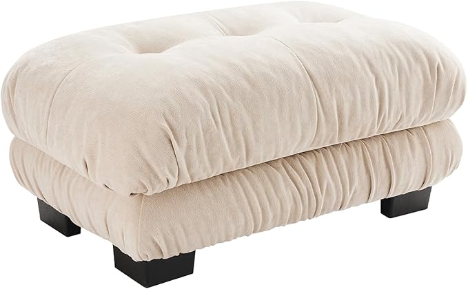 94.4" Loveseat Sofa, 2 Seater Modular Sectional Sofa, Beige Large U Shaped Sectional Couches, Fluffy Chenille Cloud Couch with Ottoman, Deep Seat for Living Room