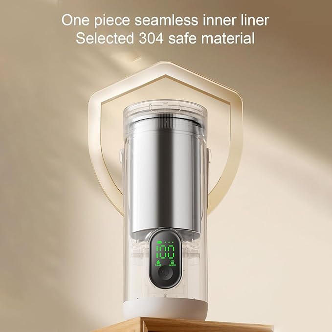 Travel Electric Kettle, 350ML Small Tea Coffee Kettle Mini Hot Water Boiler 27000mAh Rechargeable Portable Water Heater, 12 Hour Insulation