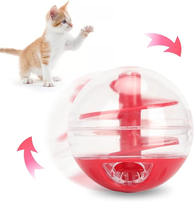 Cat Treat Dispenser Toy, Adjustable Cat Puzzle Feeder, Interactive Cats Food Puzzle, Cats Balls for Indoor Kitten Training
