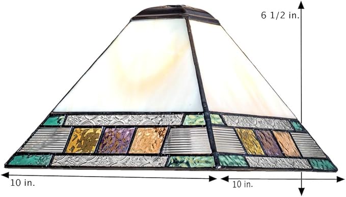 J Devlin Lam 691 TB Tiffany Stained Glass Mission Table Lamp Blue, Amber, Purple, Green, Peach