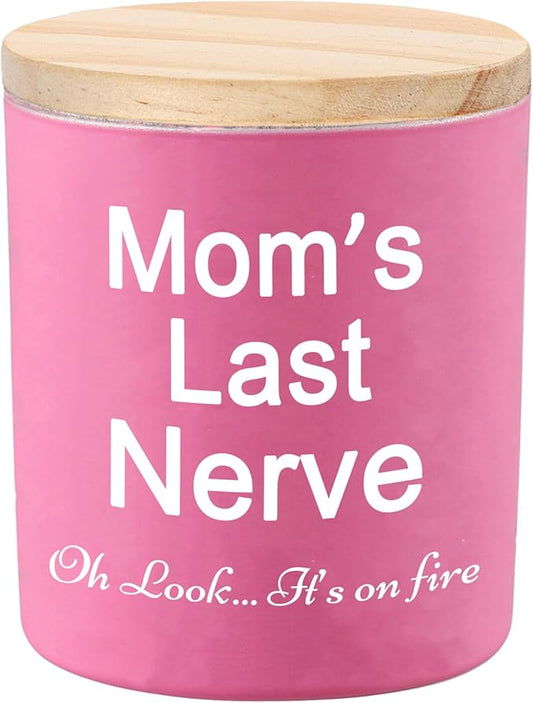 BFJLIFE Candles Gifts for Mom from Daughter Son Funny Cool Unique Christmas Mothers Day Birthday Gifts for Mom Stocking Stuffers Lavender Scented Soy Candle Moms Last Nerve Oh Look Its On Fire