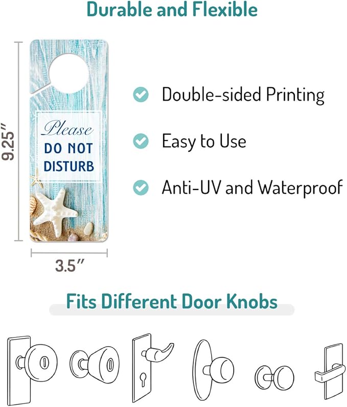 Do Not Disturb Door Hanger Sign, 2 Pack (Printed on Both Sides), 9.3″x3.5″ PVC Plastic, Please Do Not Disturb Sign for Home, Office, Hotel, Bathroom, Bedroom, Counseling, Therapists, Clinic, Starfish
