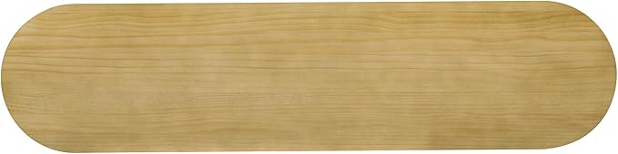 58.2-Inch Console Table with Dual Drawers, Pine Veneer, Natural Wood Grain, Striped Design, Arched Legs, Adjustable Feet for Living Room, Hallway, Foyer