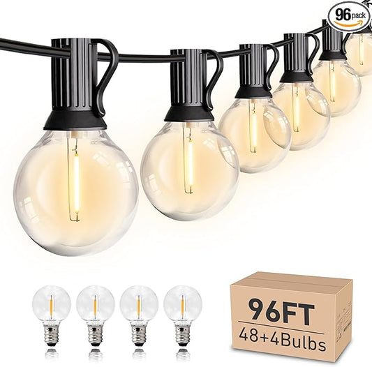 HISTAR 96 ft Outdoor String Lights 52 Led Waterproof G40 Bulbs, Patio Lights for Decorating Yard, Porch, Deck, Fence, Balcony, Backyard
