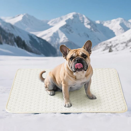 Soulbond Cooling Mat for Large Dogs - 29"x40" Washable Cooling Pad for Dogs & Cats, QMAX>0.3, Anti-Slip Bottom, Portable Summer Cool Pet Bed Pad for Outdoor/Indoor/Cars/Travel Use, Pearl White