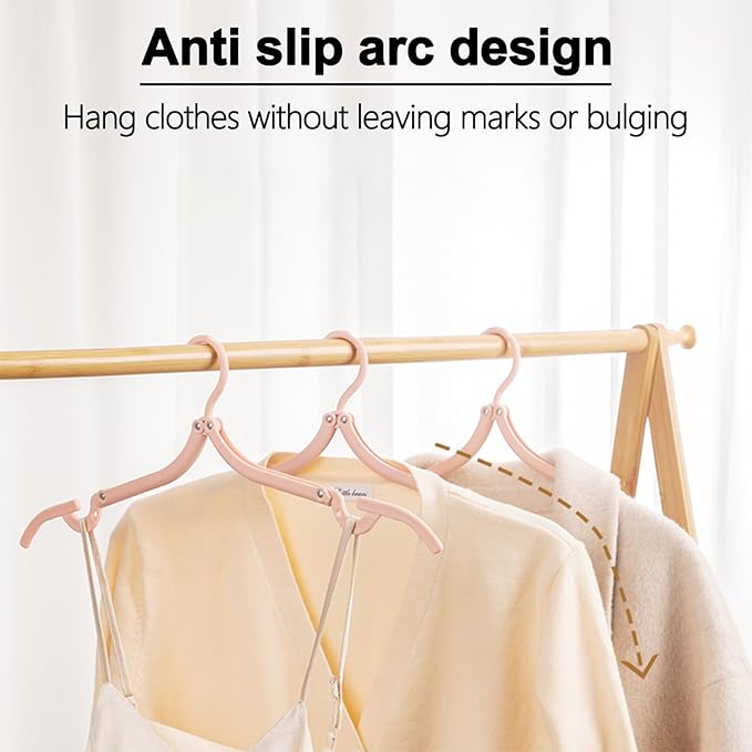 Travel Hangers, Foldable Hangers, Folding for Travtravel Hangerscruise Essentials, Folding Clothes Hanger, Travel Must Haves for Flying, Camping, Hotel, RV, Road Trip, 10 Pcs (Black)