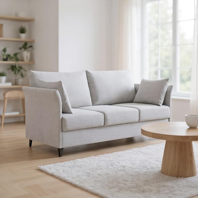 Mid Century Modern Sofa 3 Seat Couch 65.35" W Deep Seat Sofa for Living Room, 3 Person Seater Fabric Couch Sofa Comfy Sleeper Sofa for Apartment Bedroom