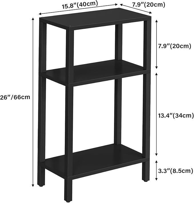 TUTOTAK Small Side Table, Narrow End Table, Skinny Sofa Table, Slim Nightstand, Couch Table, Living Room, Bed Room, Black TB01BK077