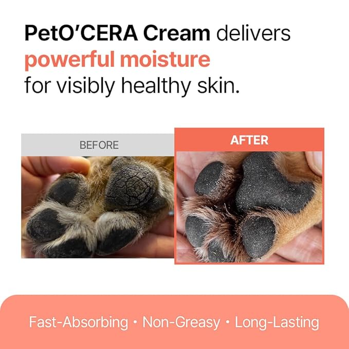 Breezytail PetO'Cera Expert Derma Care - Cream for Dogs | Ceramide Infused Skin Treatment | Moisturizes & Heals Rash, Hop Spots, Cracked Paws, Dry Irritated Skin | Hypoallergenic Daily Lotion 1.70o