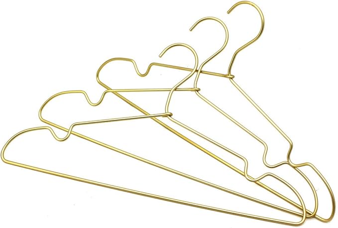Premium Clothes Hangers 16.5" Metal Gold Coat Hangers Non Slip Hook Laundry Wire Suits Shirt Hangers Save Space Closet Storage Pants Hanger 30Pack