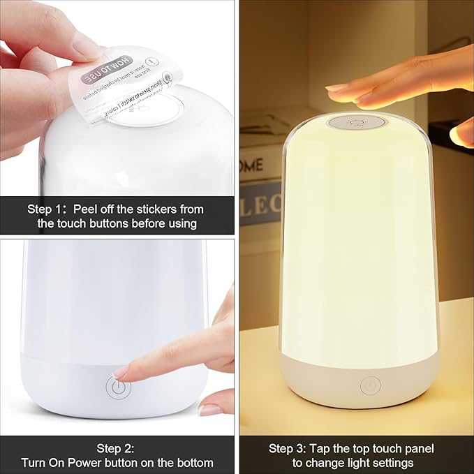 FRIDEKO HOME RGB Touch Bedside Lamp for Nightstand, 3 Color Temperatures Rechargeable Battery Night Light, Dimmable Mood Lighting for Bedroom Living Room Nursery, Breastfeeding, Kids, Adult